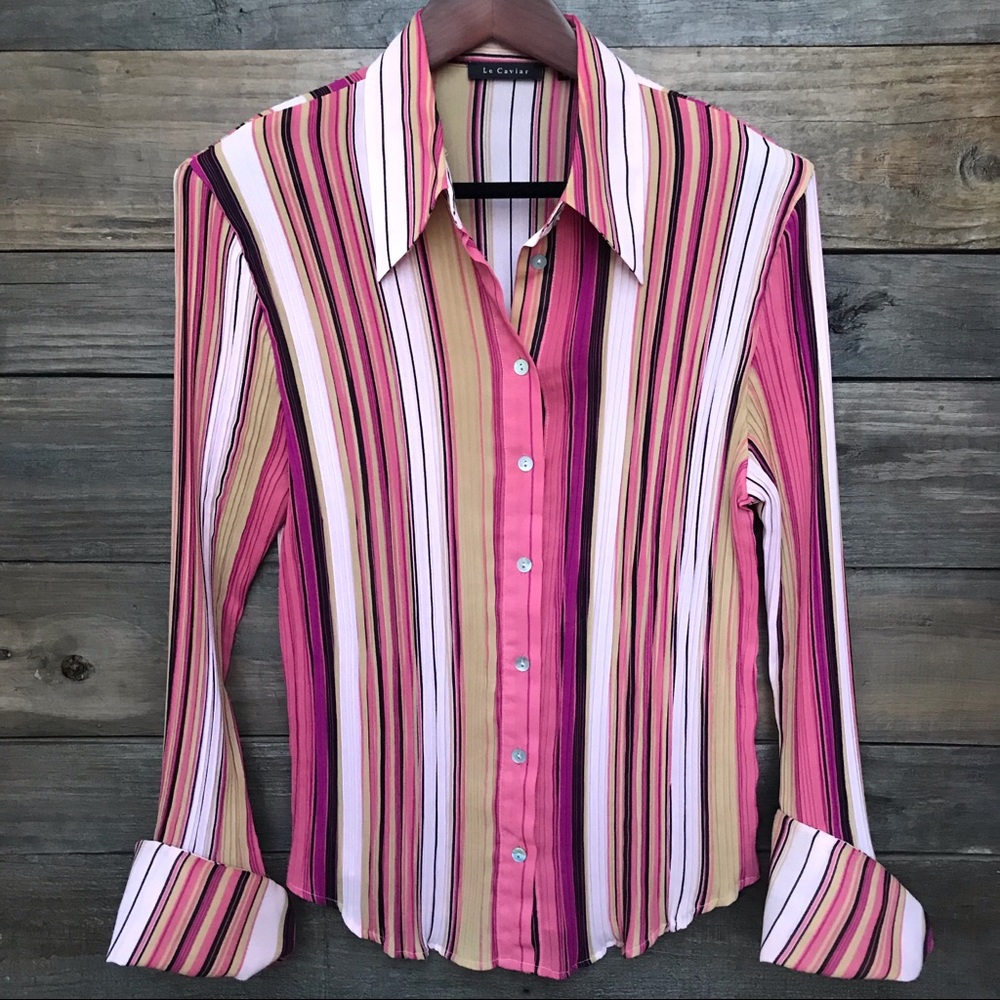 Le Caviar Striped Shirt L